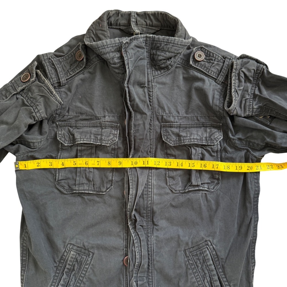 Abercrombie & Fitch Jacket Mens Medium Gray Military Field Charcoal Cotton - Picture 6 of 8